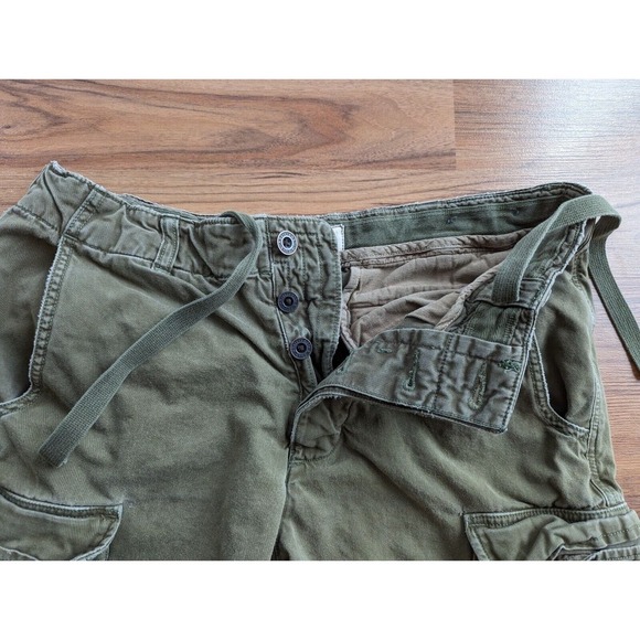Abercrombie Fitch Shorts Mens 32 Army Y2K Button Drawstring Paratrooper Heavy A4 - Picture 3 of 9